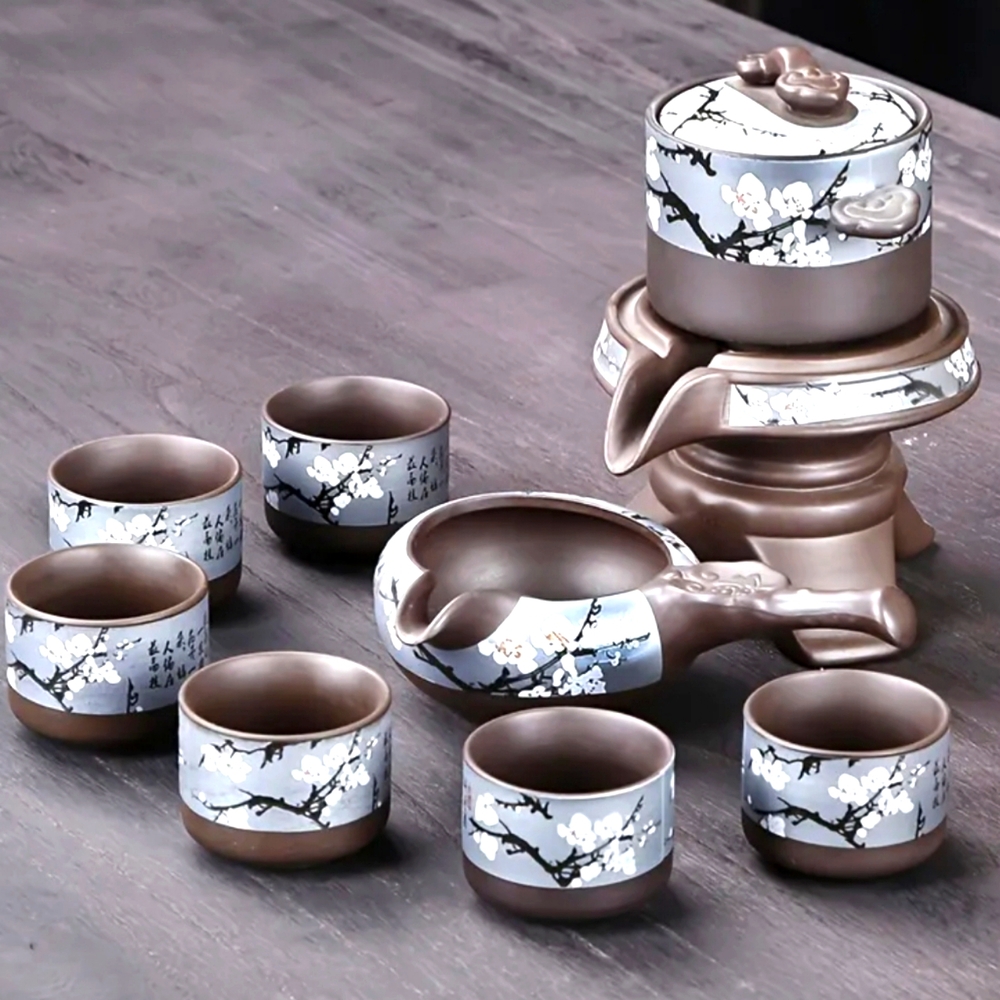 Porcelain Chinese 6 Cup Gongfu Tea Set - 9 pcs